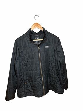 L.L.Bean Womens 1X Plus Black Quilted Jacket Lightweight Full Zip Puffer Coat